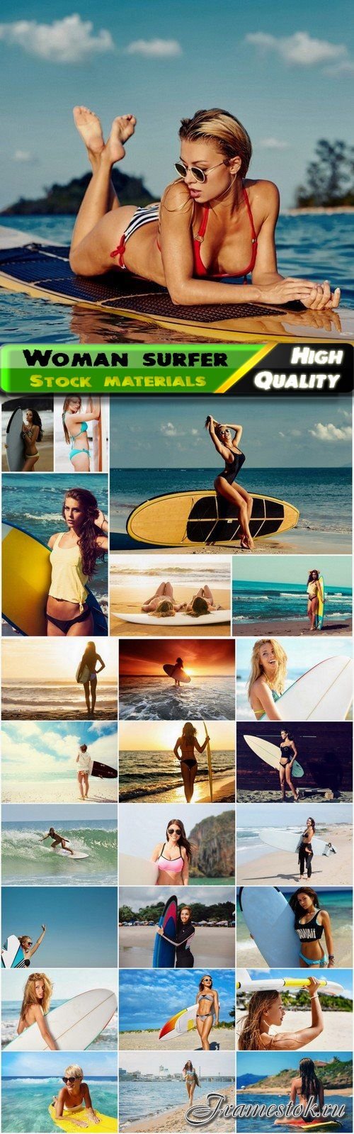 Woman and girl surfer on sea and ocean summer beach 25 HQ Jpg