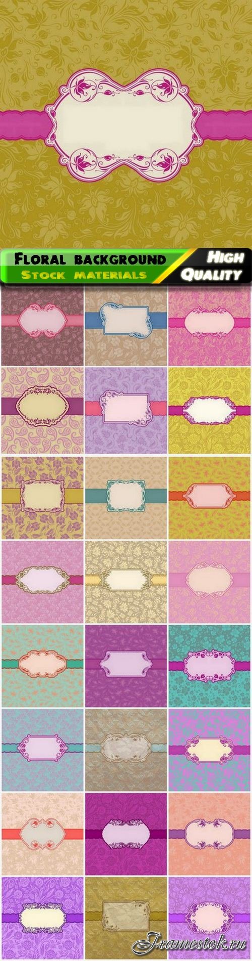 Floral background with frame for greeting card design 25 Eps