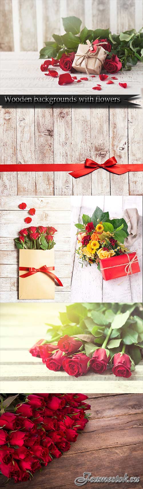 Wooden backgrounds with flowers