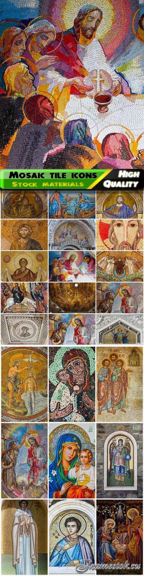 Biblical mosaic tile icons of saints and Jesus Christ 25 HQ Jpg