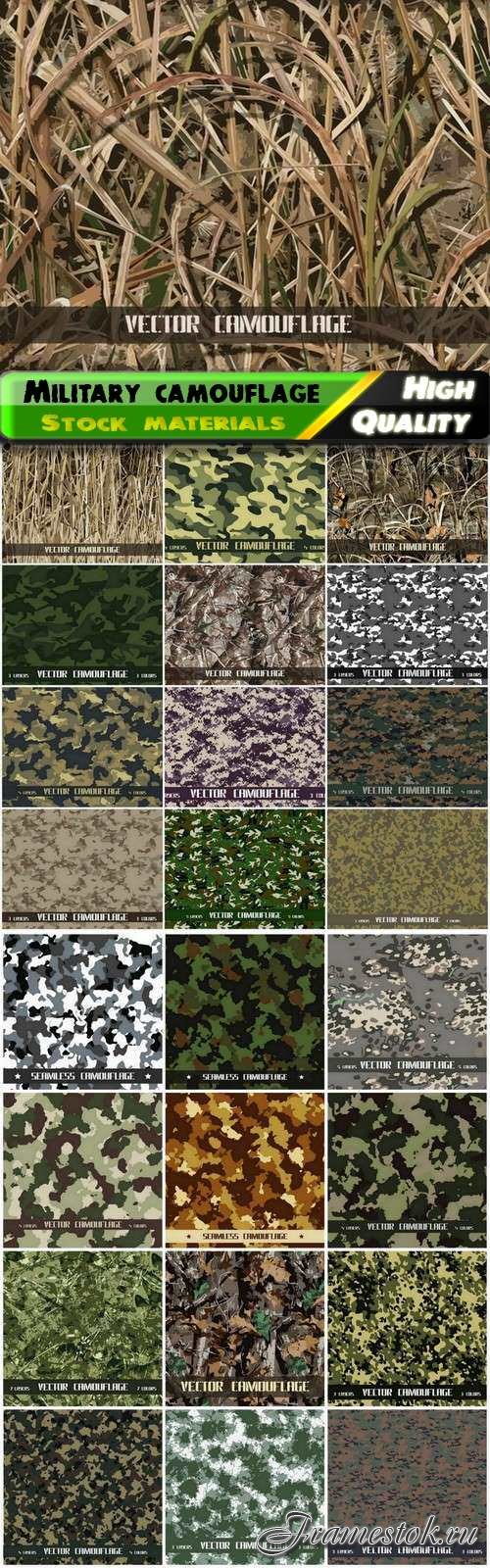 Creative military khaki nature camouflage seamless patterns 25 eps