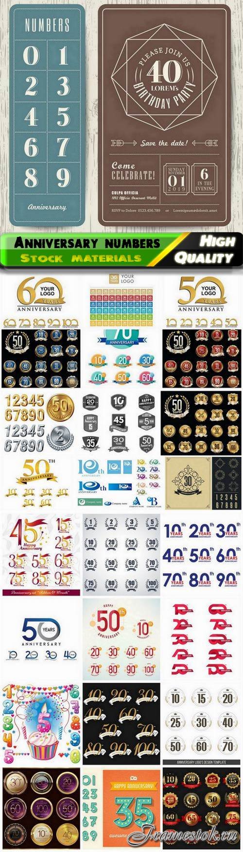 Numbers with stamp and logo for birthday anniversary 25 Eps