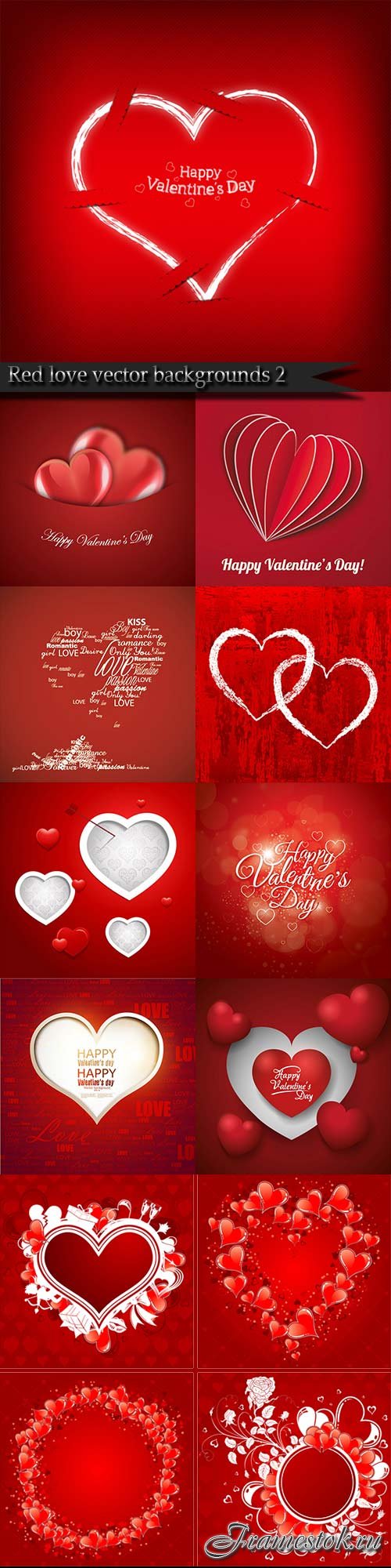 Red love vector backgrounds 2