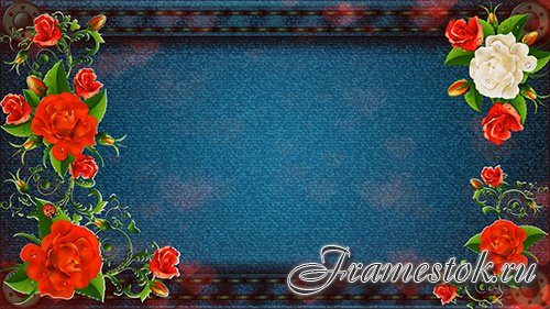Denim background with roses 