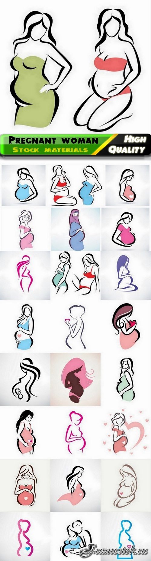Pregnant woman and beauty girl selfcare logotype 25 Eps