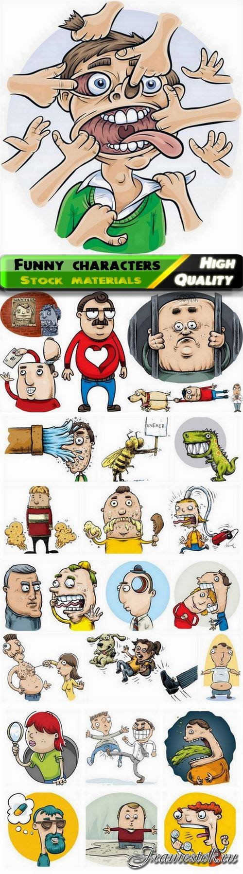 Funny comic characters and sketches of people 25 Eps
