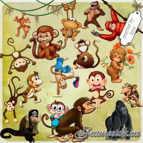 Клипарт - Очаровательные обезьянки