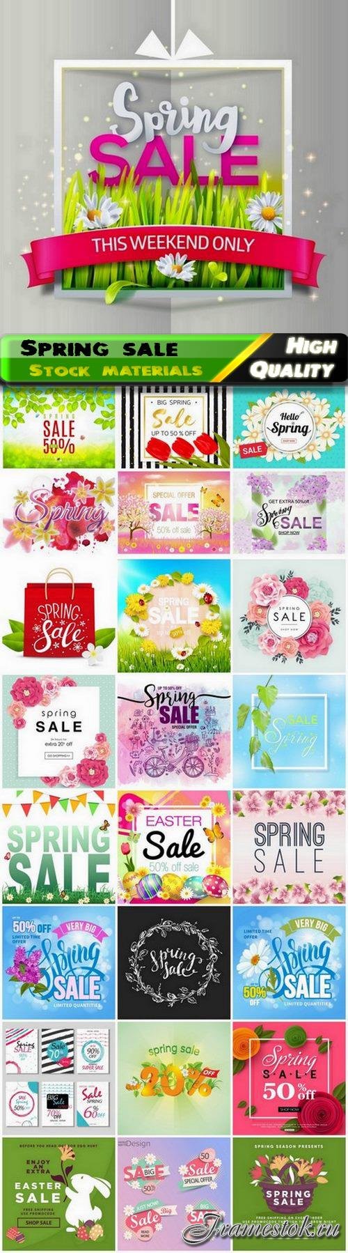 Business flyer poster and card for spring sale and discount 25 Eps