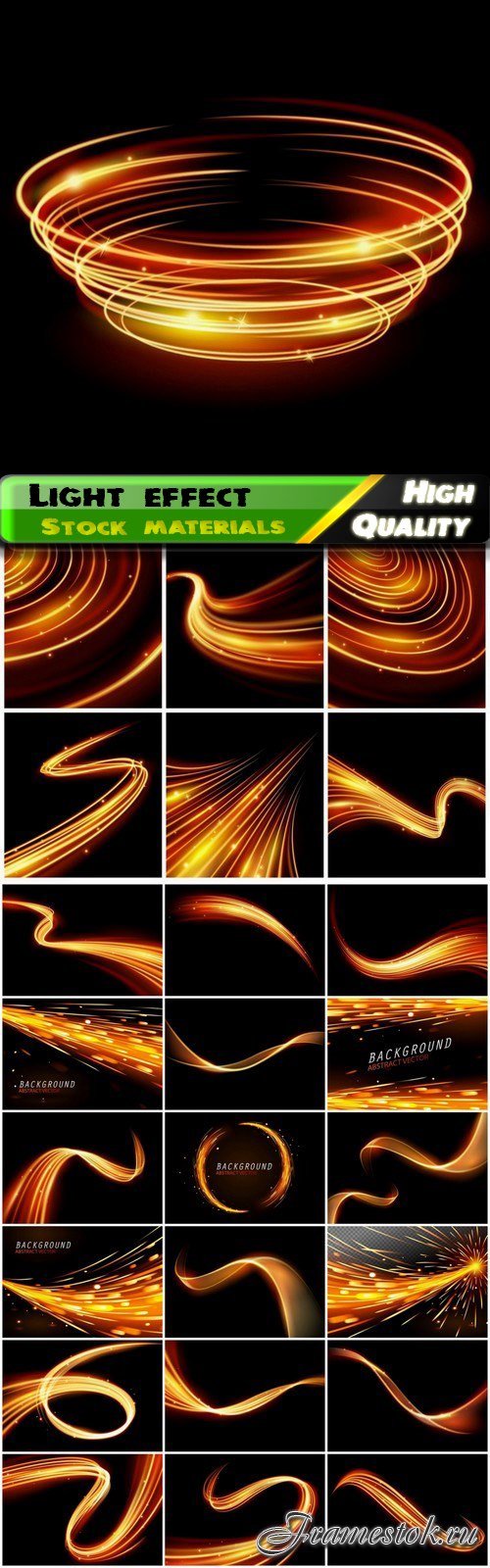 Magic glowing light effect and long trails fire motion 25 Eps