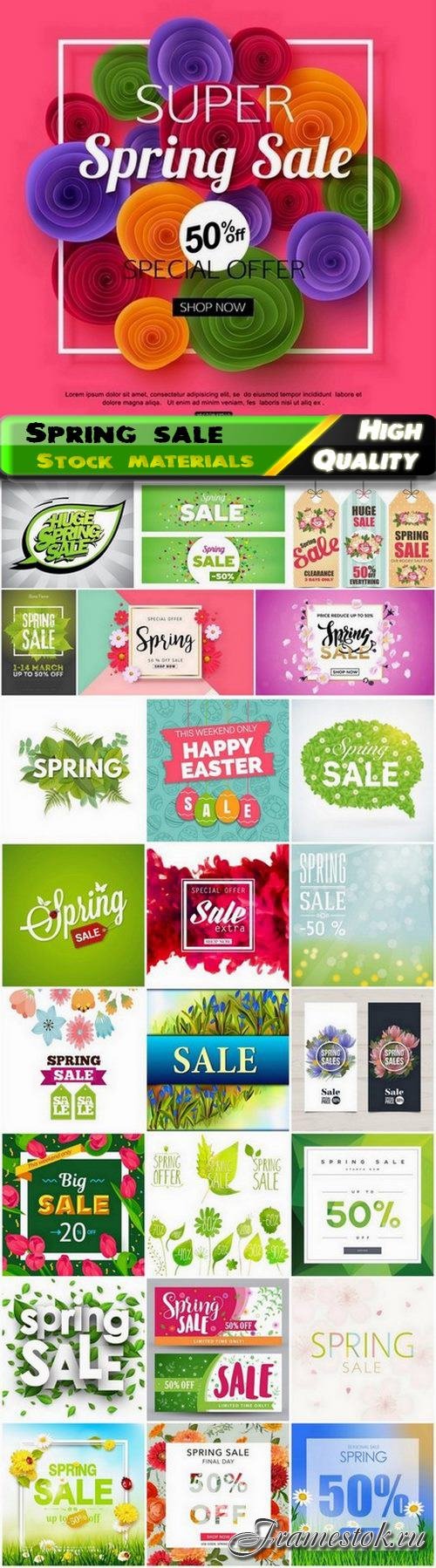 Business flyer poster and card for spring sale and discount 2 25 Eps