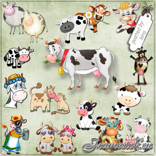 Клипарт - Коровы, коровки и бычки в png