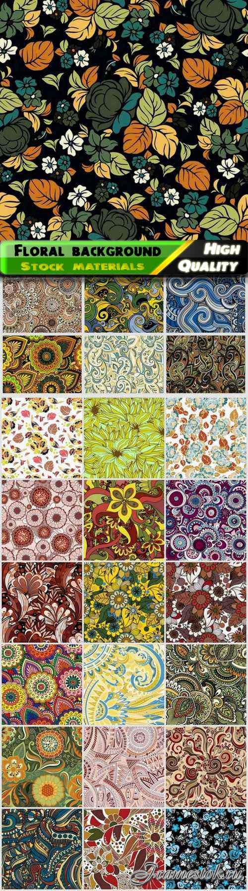 Abstract floral background with leaves and flowers 25 Eps