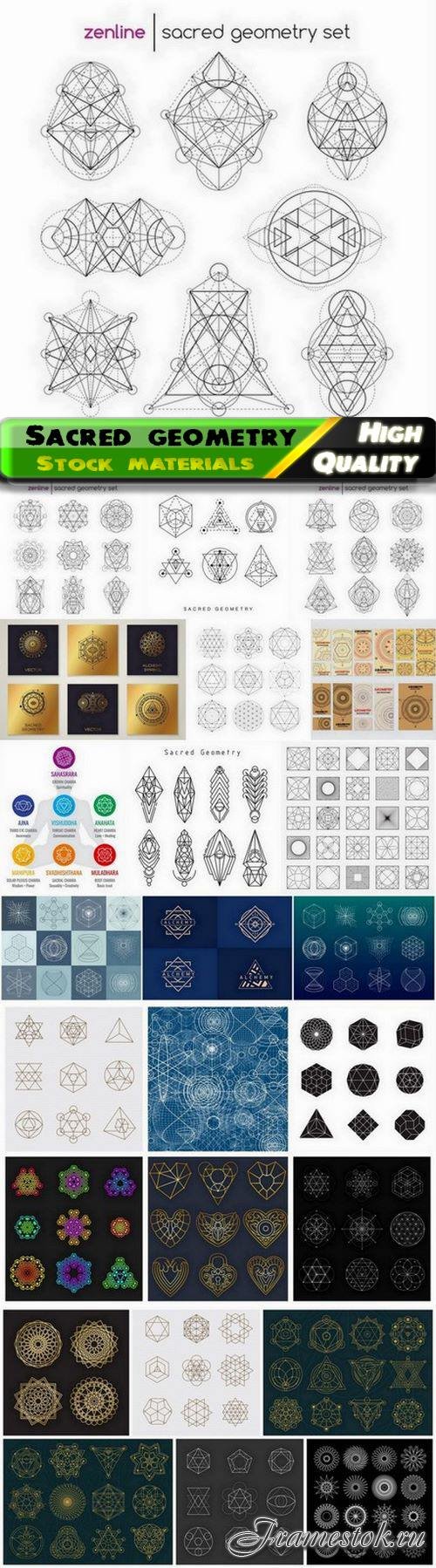 Sacred geometry shape and religion figures sign and symbol 25 Eps