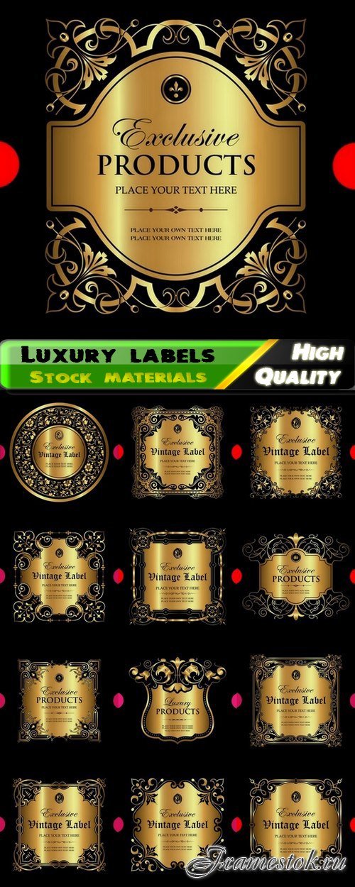 Luxury ornamental label with vintage royal gold frame 13 Eps