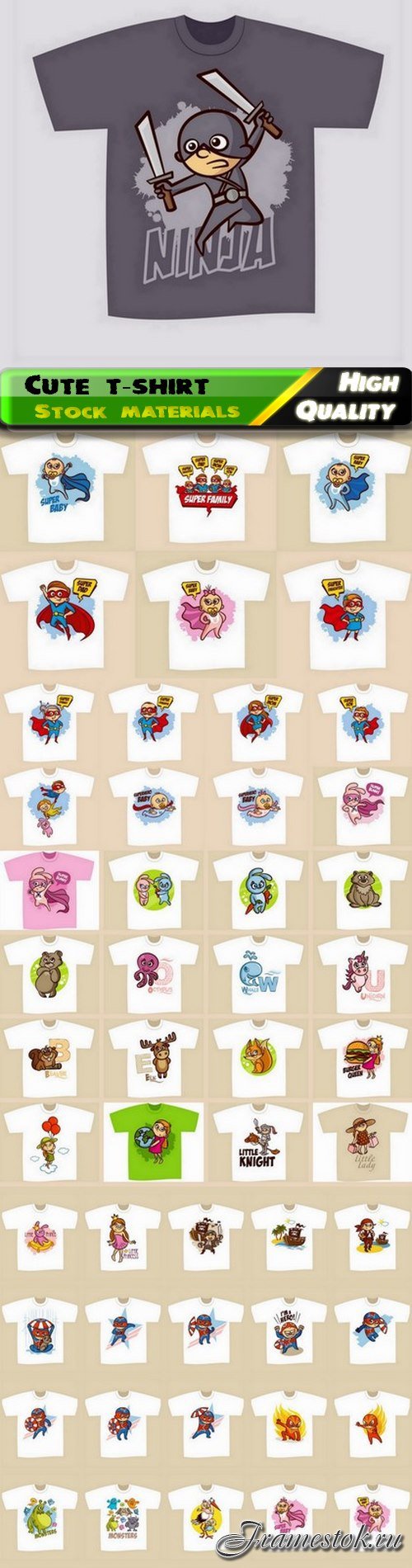Cute fashion stylish t-shirt print for kids and children clothes 50 Eps