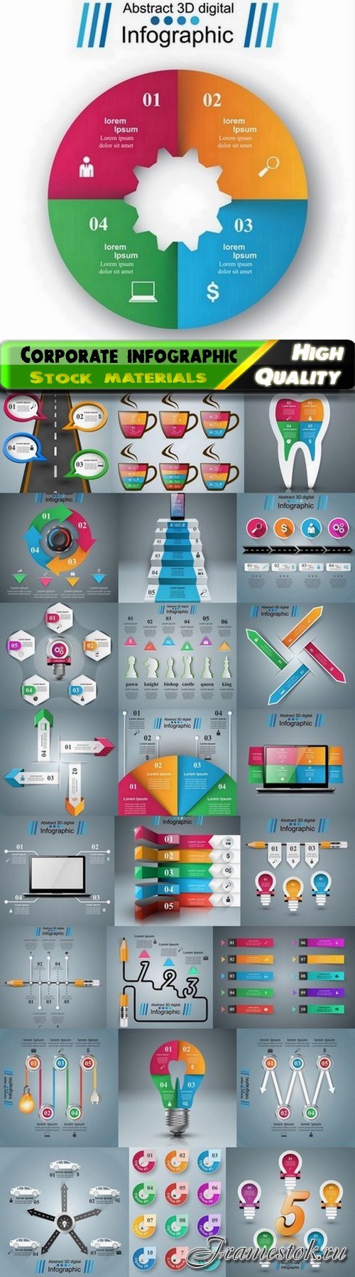 Business corporate infographic analysis and diagram elements 25 Eps