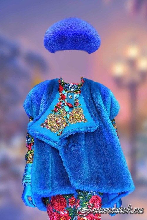 Шаблон для фотошопа женский – В синем полушубке