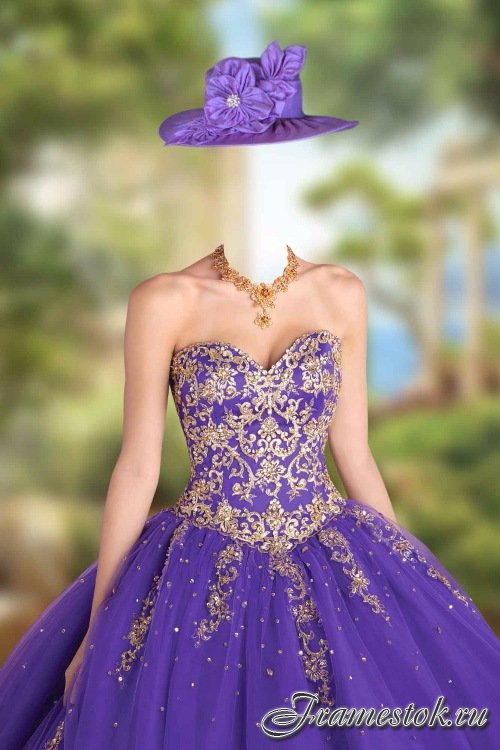 Женский шаблон – Бальное платье с золотым украшением