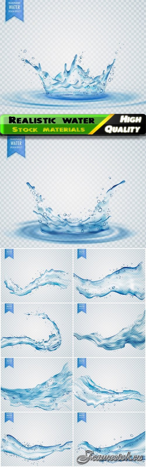 Realistic water splash and fluid drop effect 10 Eps