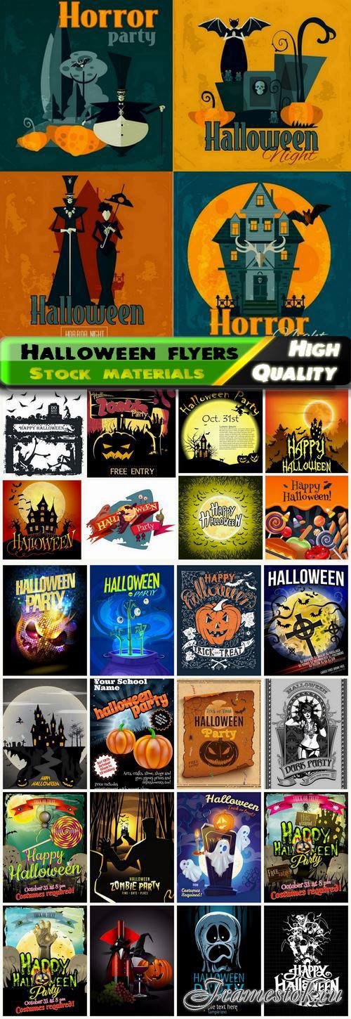 Holiday poster and halloween flyer with zombie pumpkin ghost 25 Eps