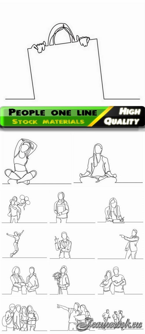 Creative people illustration one line drawing 3 -15 Eps