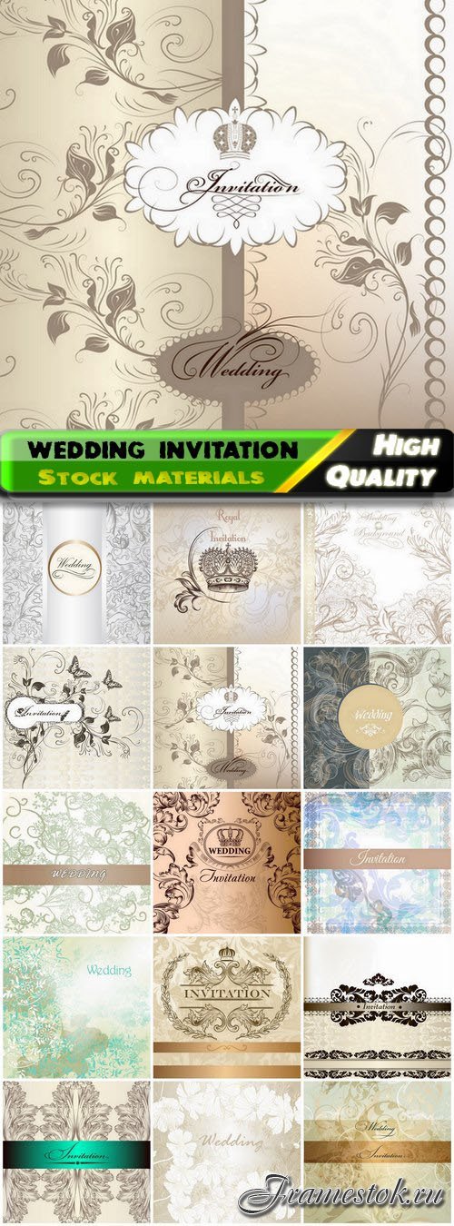 Calligraphic decorative elements for wedding invitation card 15 Ai