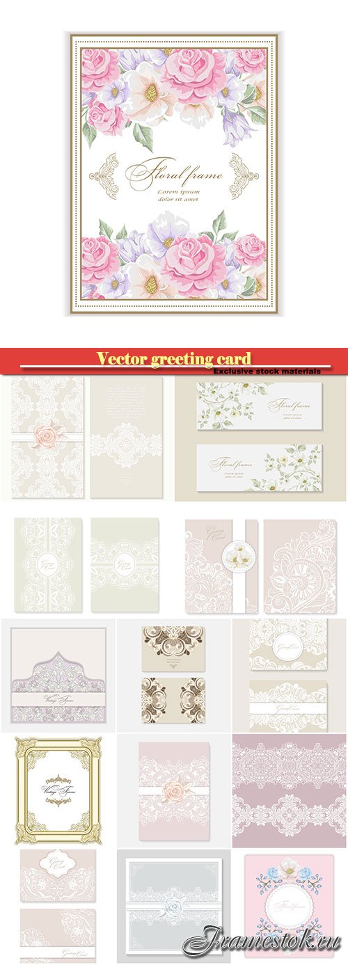 Vector greeting card with flowers for wedding, birthday and other holidays