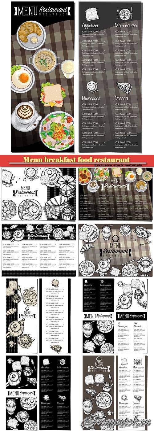 Menu breakfast food restaurant vector template design