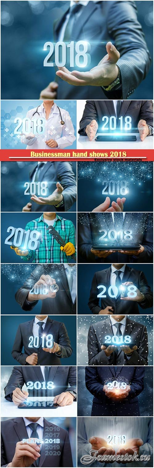 Businessman hand shows 2018, concept of a new year