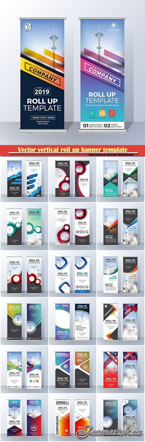 Vector vertical roll up banner template design for announce and advertising