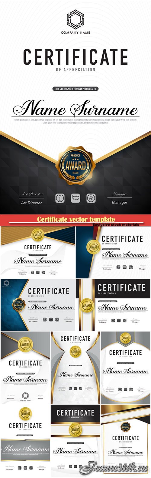 Certificate vector template luxury and diploma style # 50