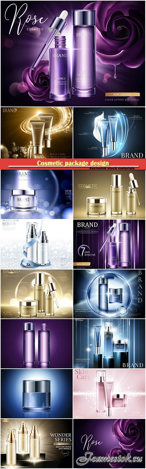 Cosmetic package design in 3d vector illustration
