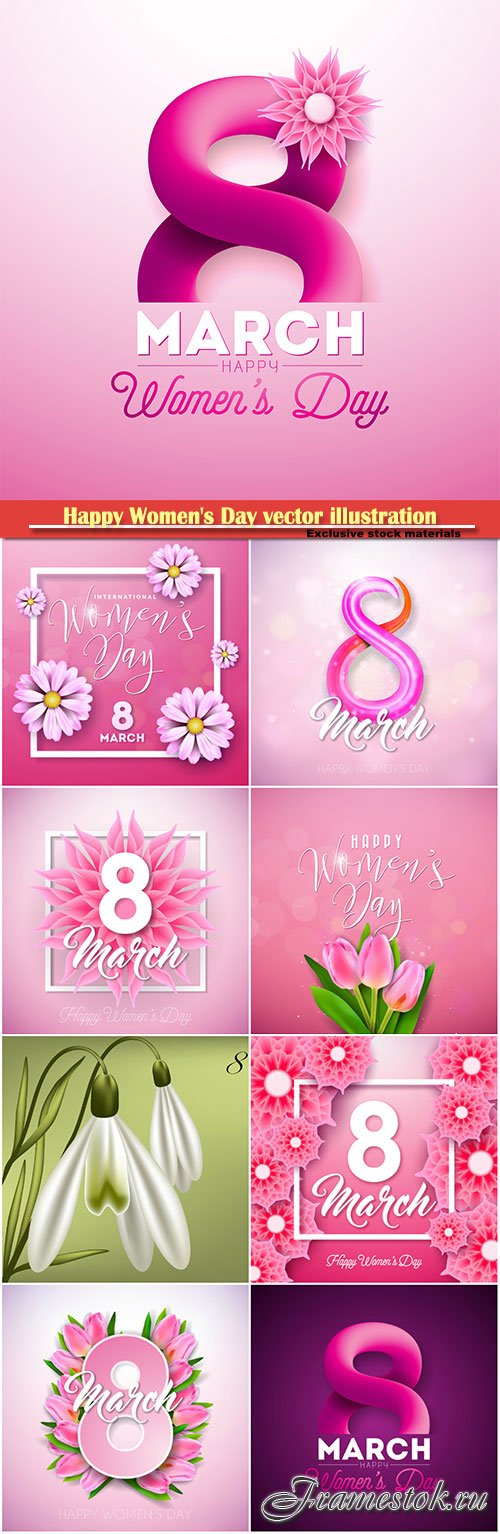 Happy Women's Day vector illustration,8 March, spring flower background # 6