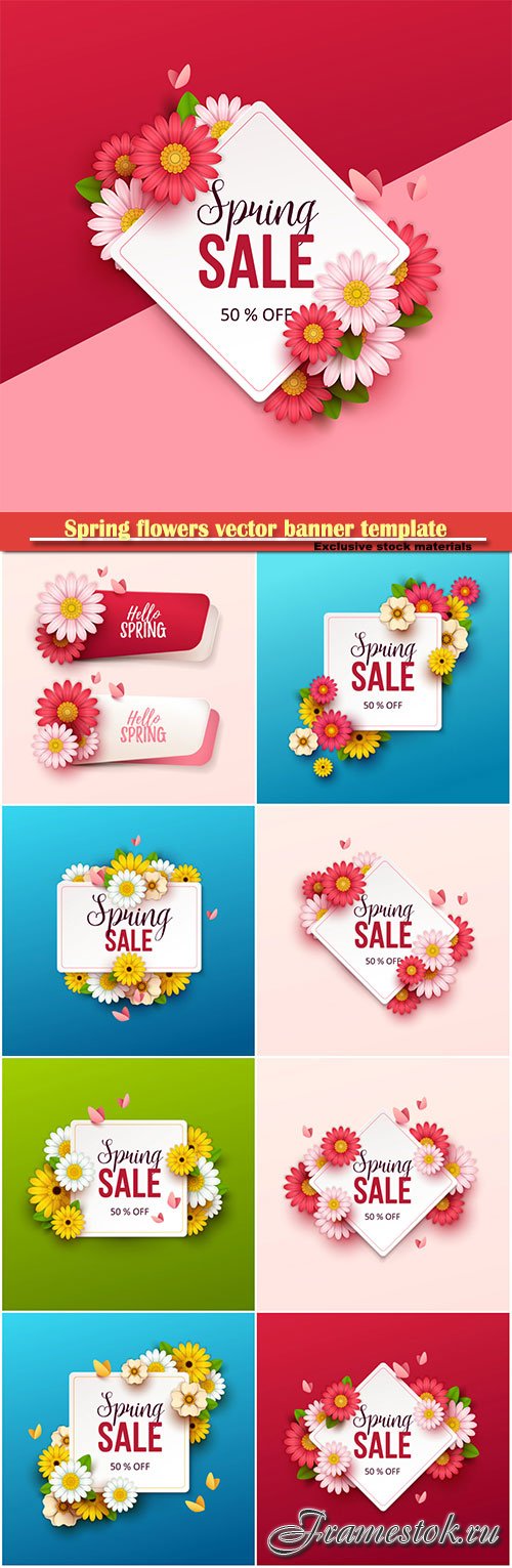 Spring flowers vector banner template