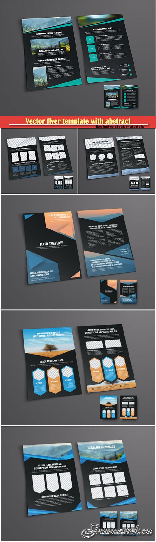 Vector flyer template with abstract geometric shapes for a photo