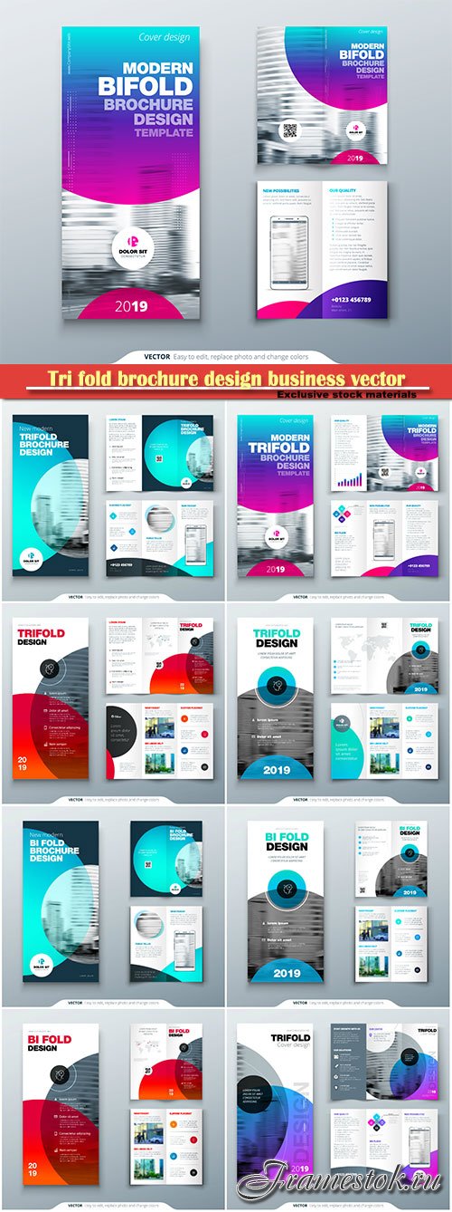 Tri fold brochure design business vector template