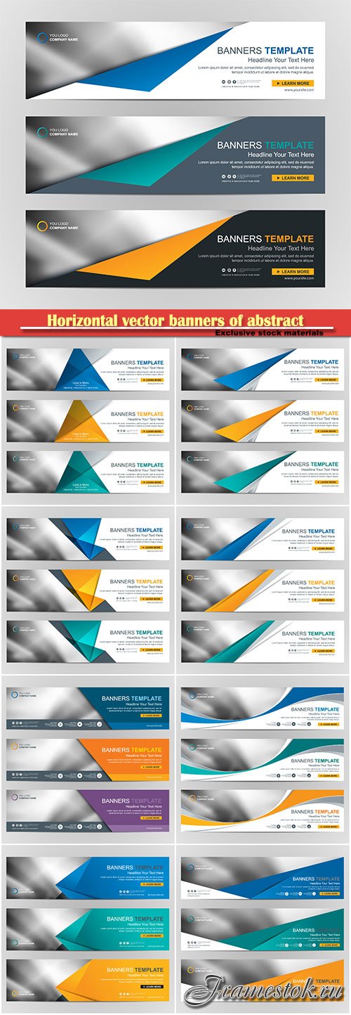 Horizontal vector banners of abstract design