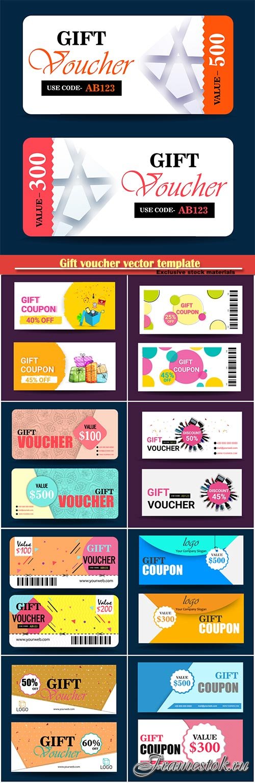 Gift voucher vector template, certificate, discount card