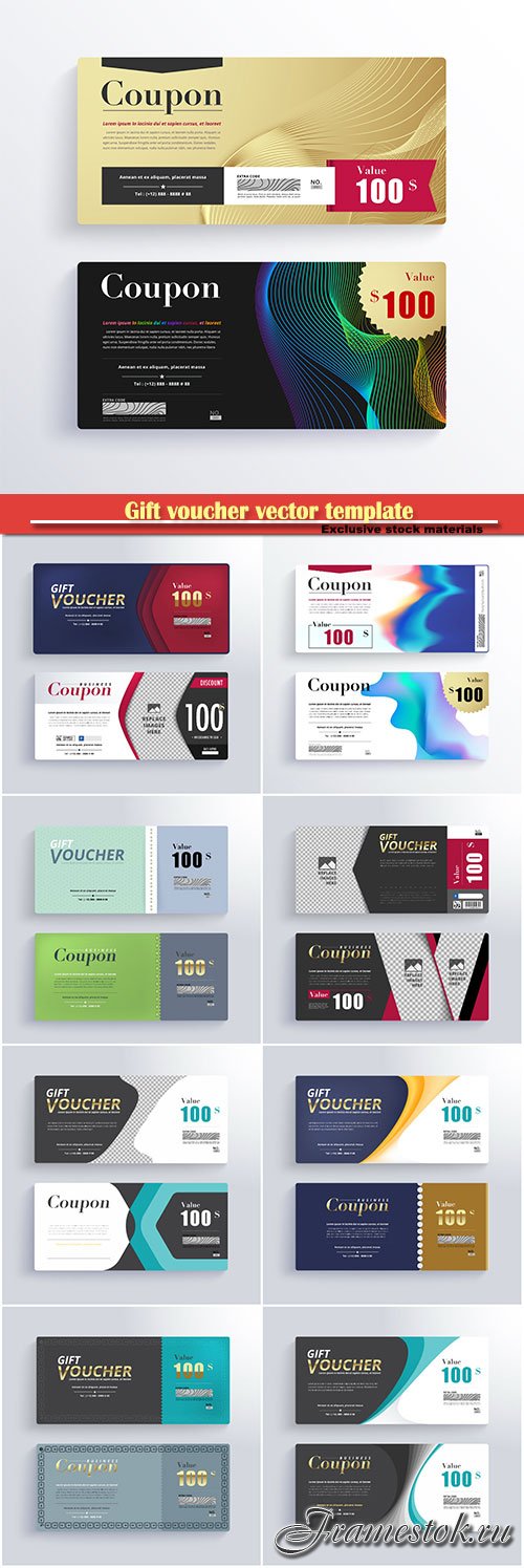Gift voucher vector template, certificate, discount card # 2
