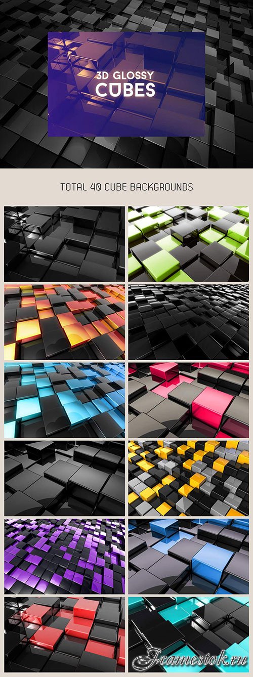 3D Glossy Cubes Background Pack