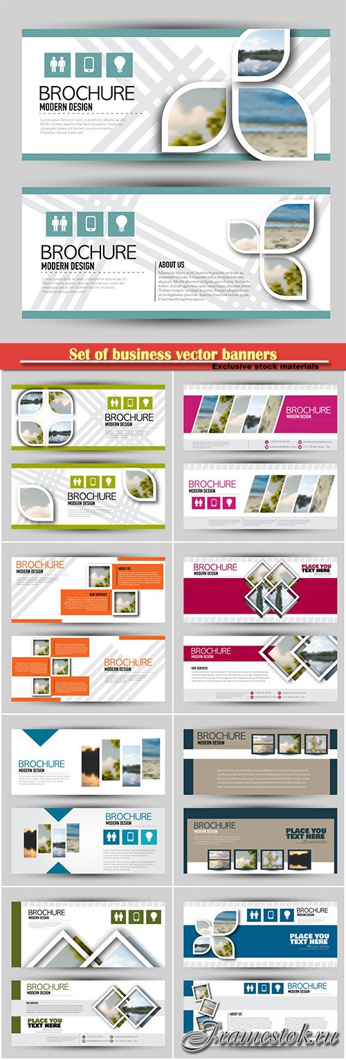 Set of business vector banners for web advertisement or site headers