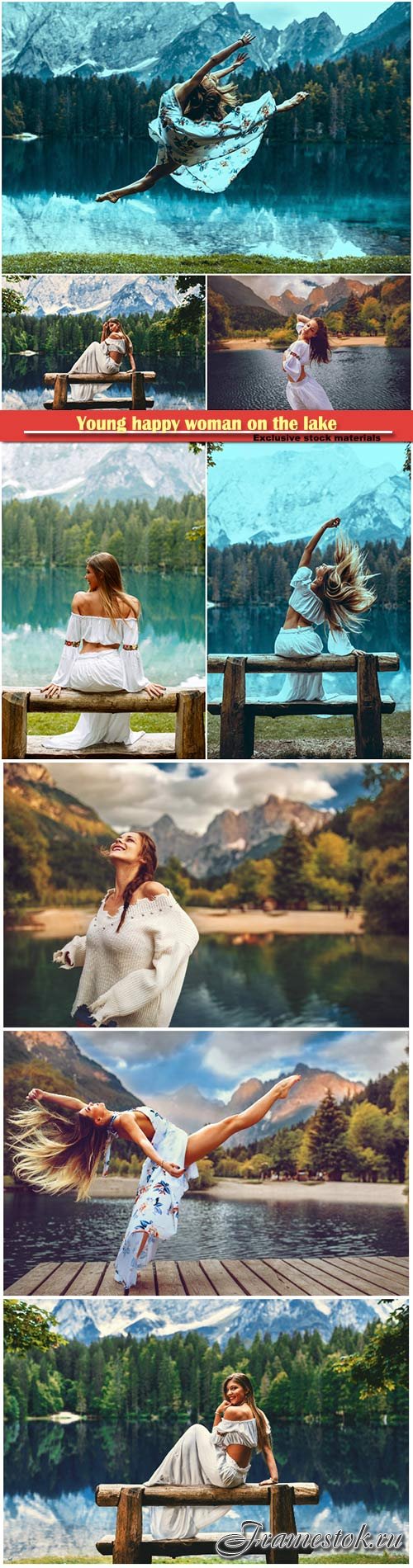 Young happy woman on the lake