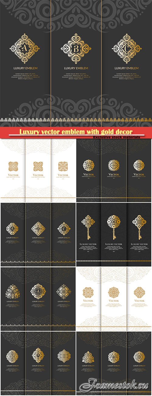 Luxury vector emblem with gold decor