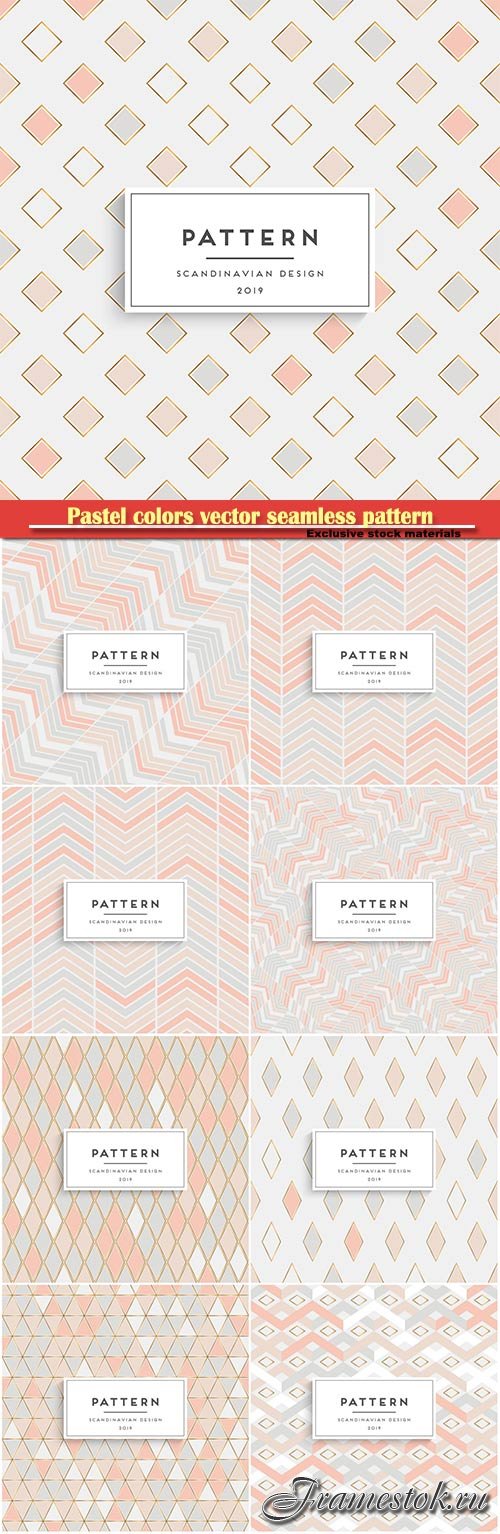 Pastel colors vector seamless pattern with triangles, geometric mosaic art print
