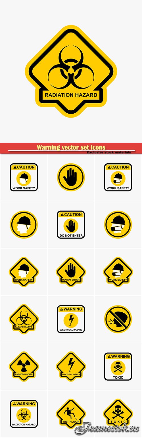 Warning vector set icons