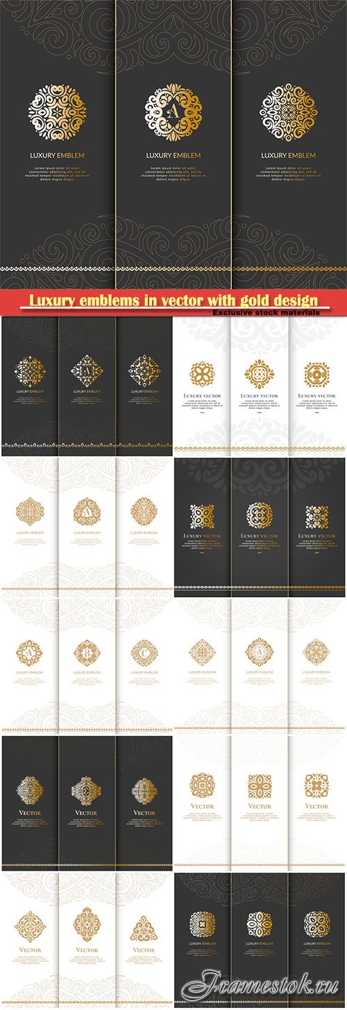 Luxury emblems in vector with gold design