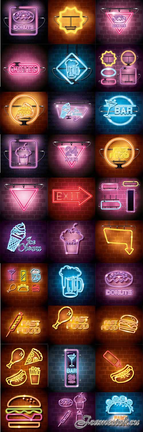      / Neon icons in vector