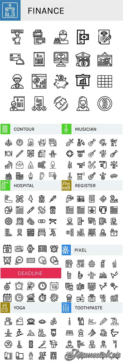 Set of vector icons concept illustration