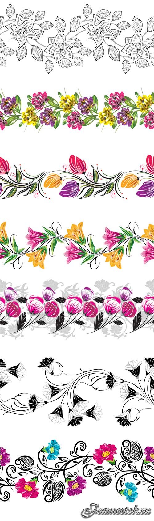 Seamless vintage floral border