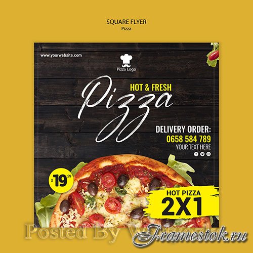 Pizza restaurant square flyer